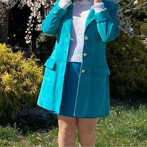Marciano Guess Suede Leather Aqua Mod Fitted Trench Coat Jacket